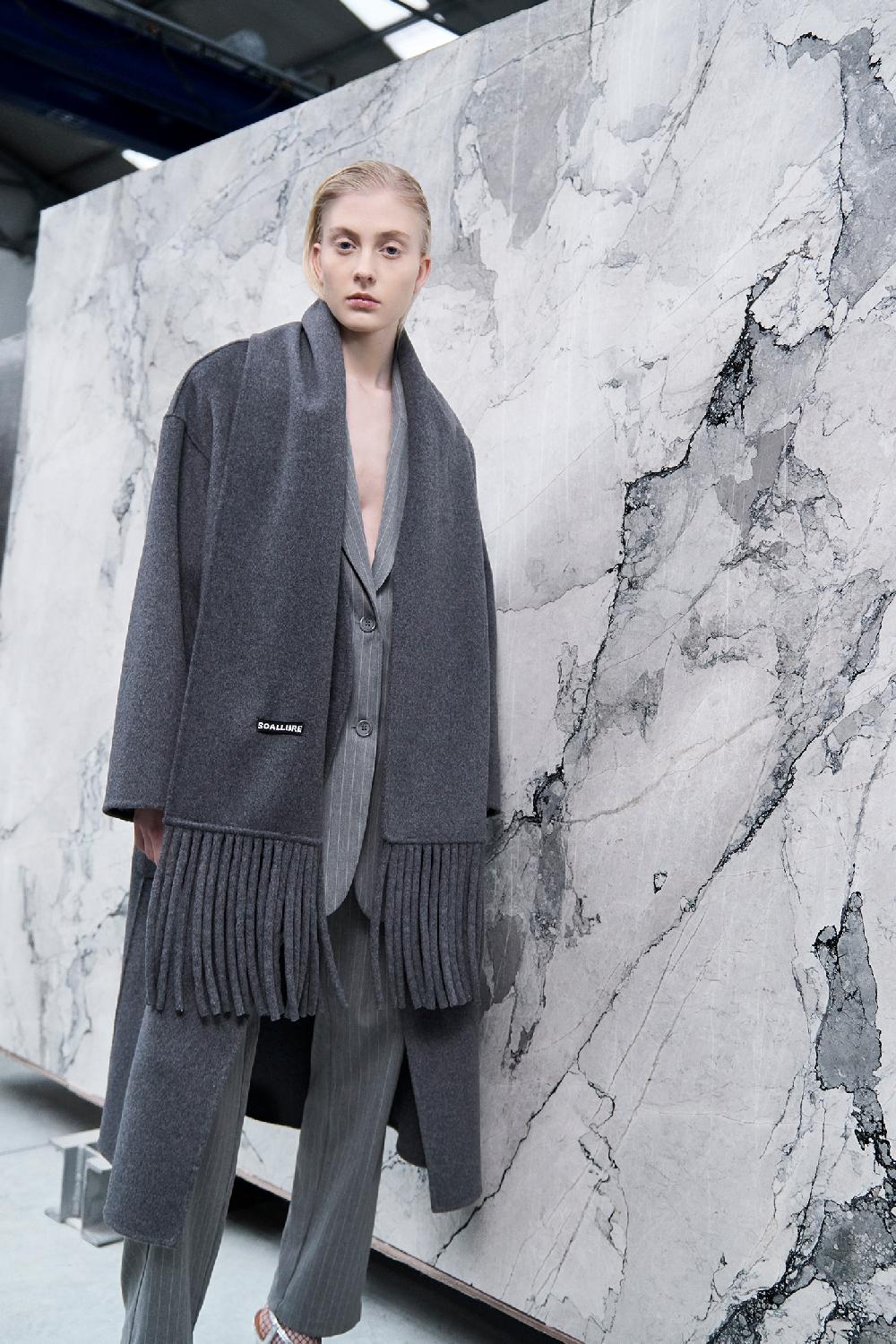 Soallure CAPPOTTO IN LANA CON SCIARPA Sottocosto