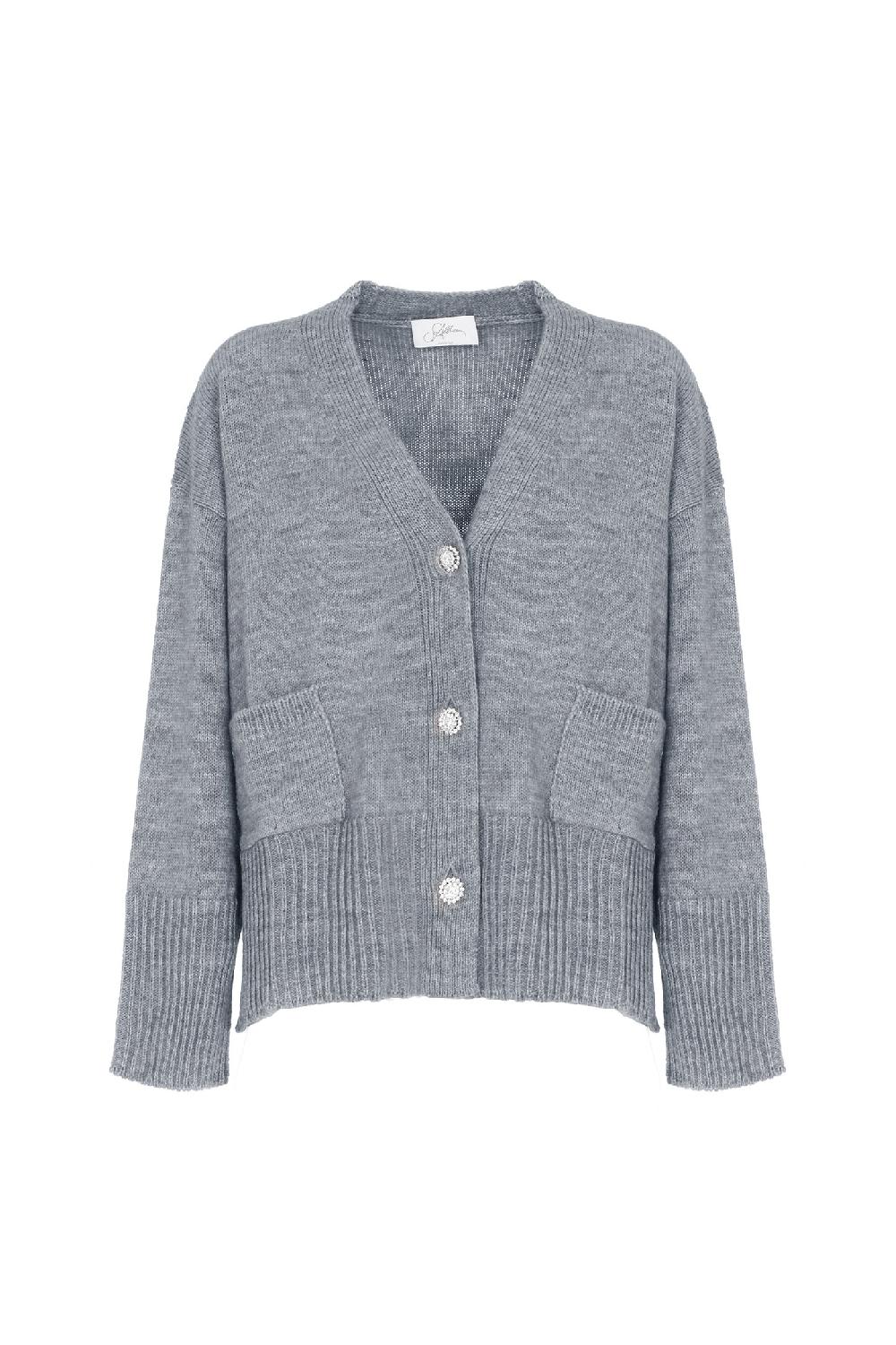 Soallure CARDIGAN OVER CON TASCHE IN LANA E ALPACA Vendita Calda