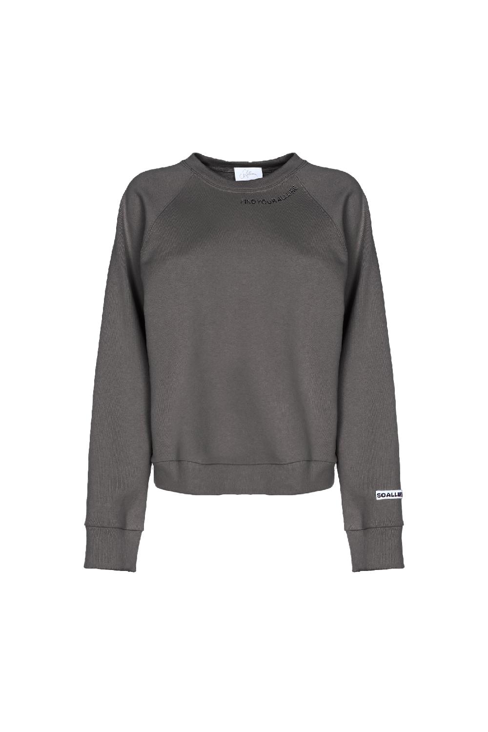 Soallure FELPA A GIRO COLLO CON RICAMO Vendite Flash