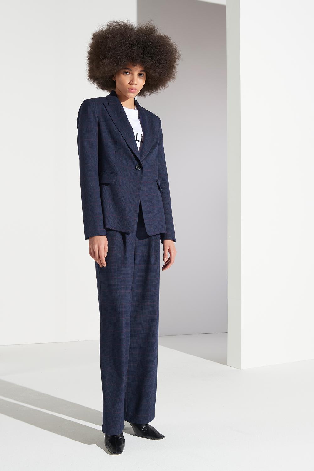 Soallure GIACCA SLIM MONOPETTO CHECK Qualità