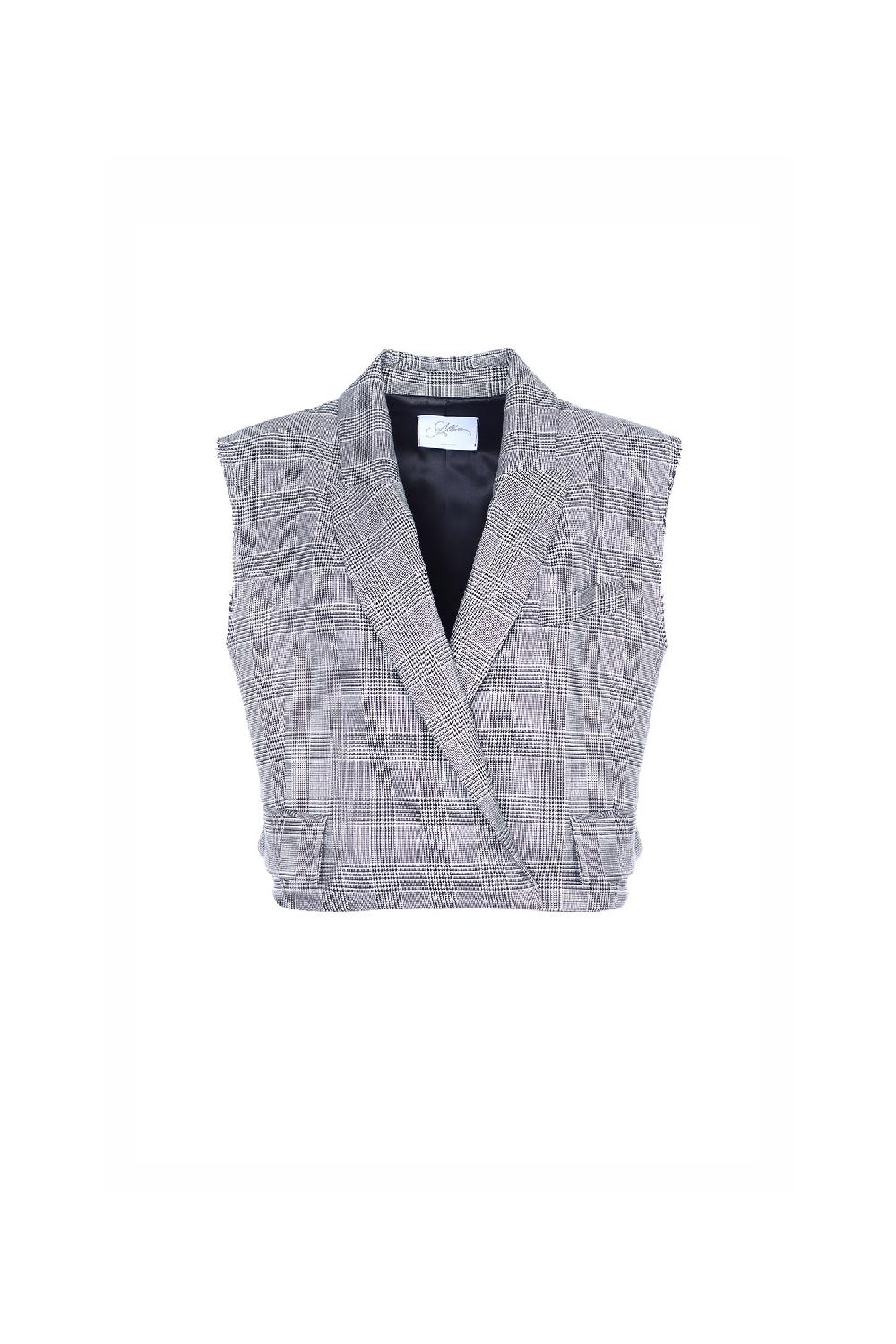 Soallure GILET CROPPED A FANTIASIA CHECK Soddisfazione Garantita