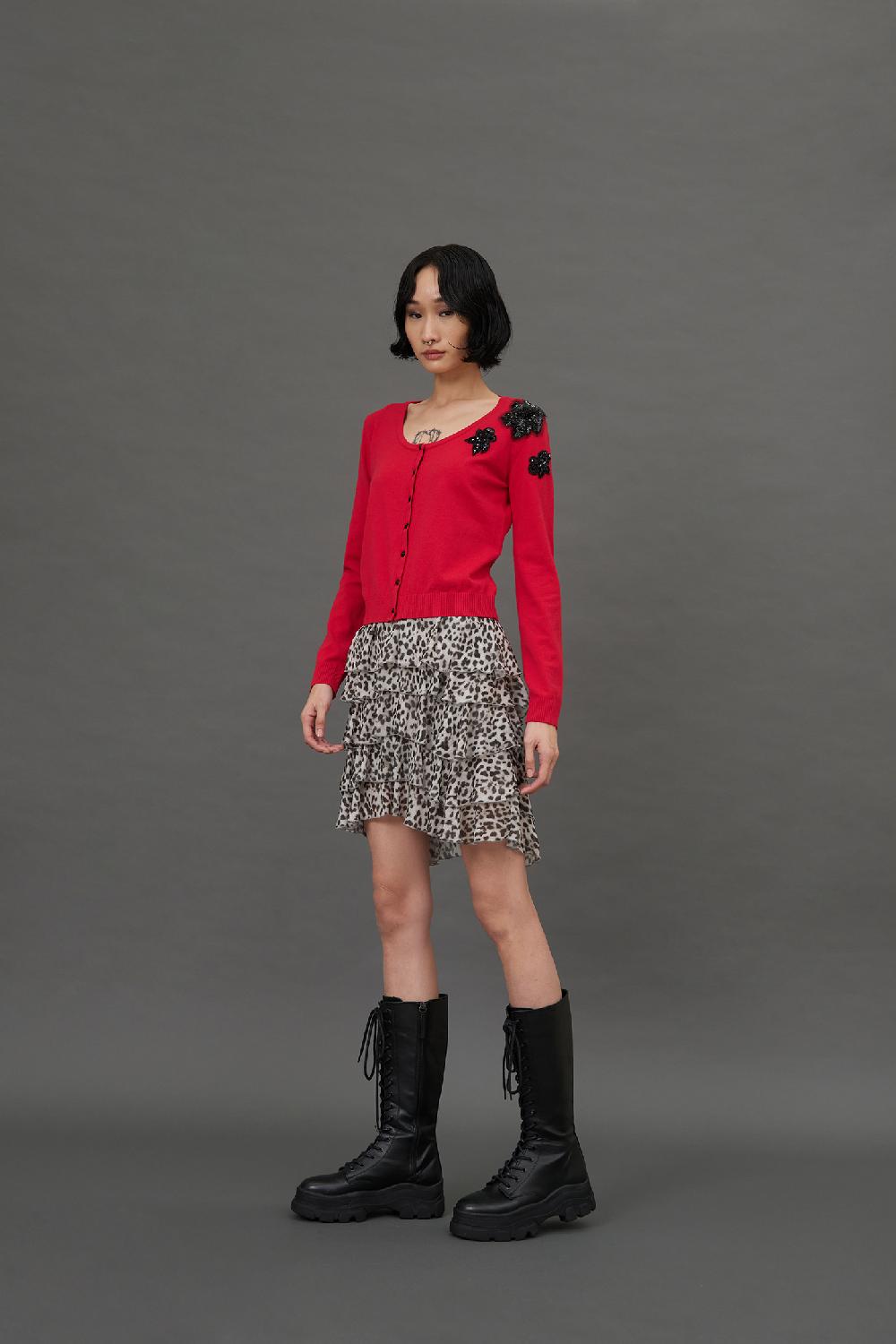 Soallure GONNA CORTA A BALZE CON FANTASIA LEOPARDATA Convenienza