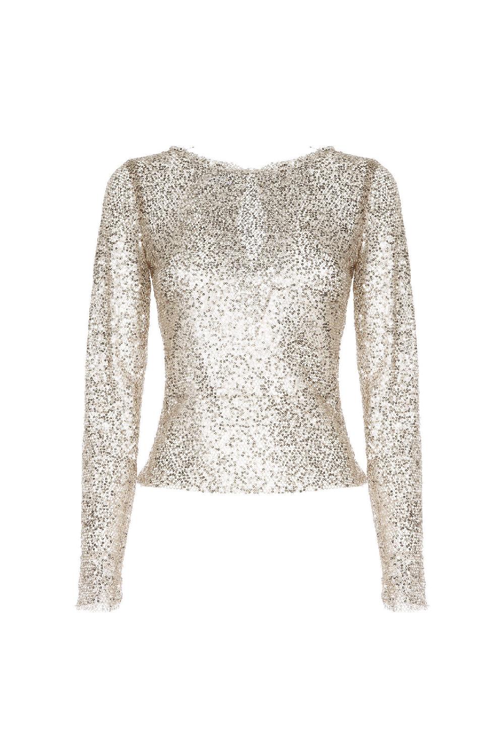 Soallure MAGLIA SCOLLO BARCA PAILLETTES Vendita Calda