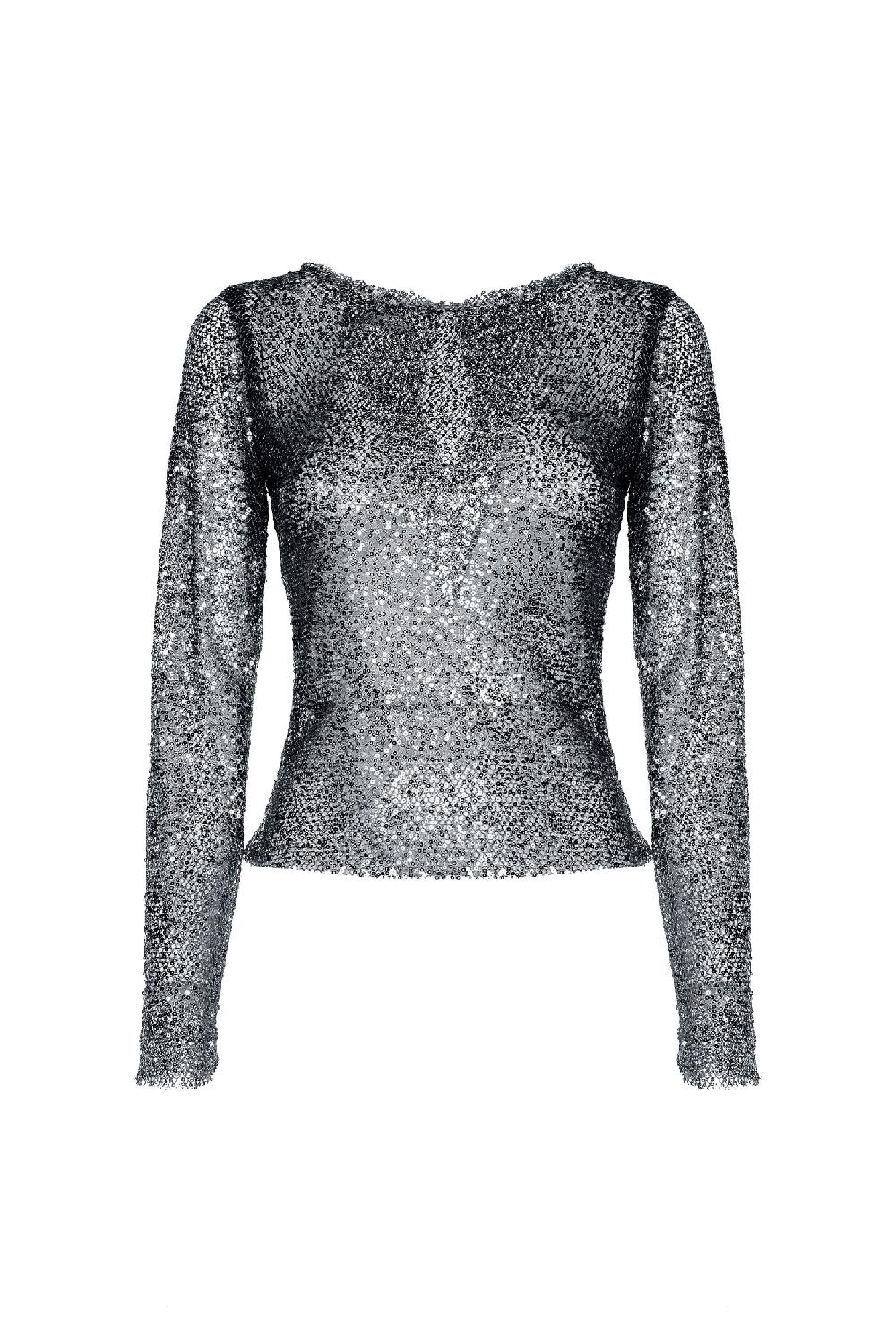 Soallure MAGLIA SCOLLO BARCA PAILLETTES Vendita Calda