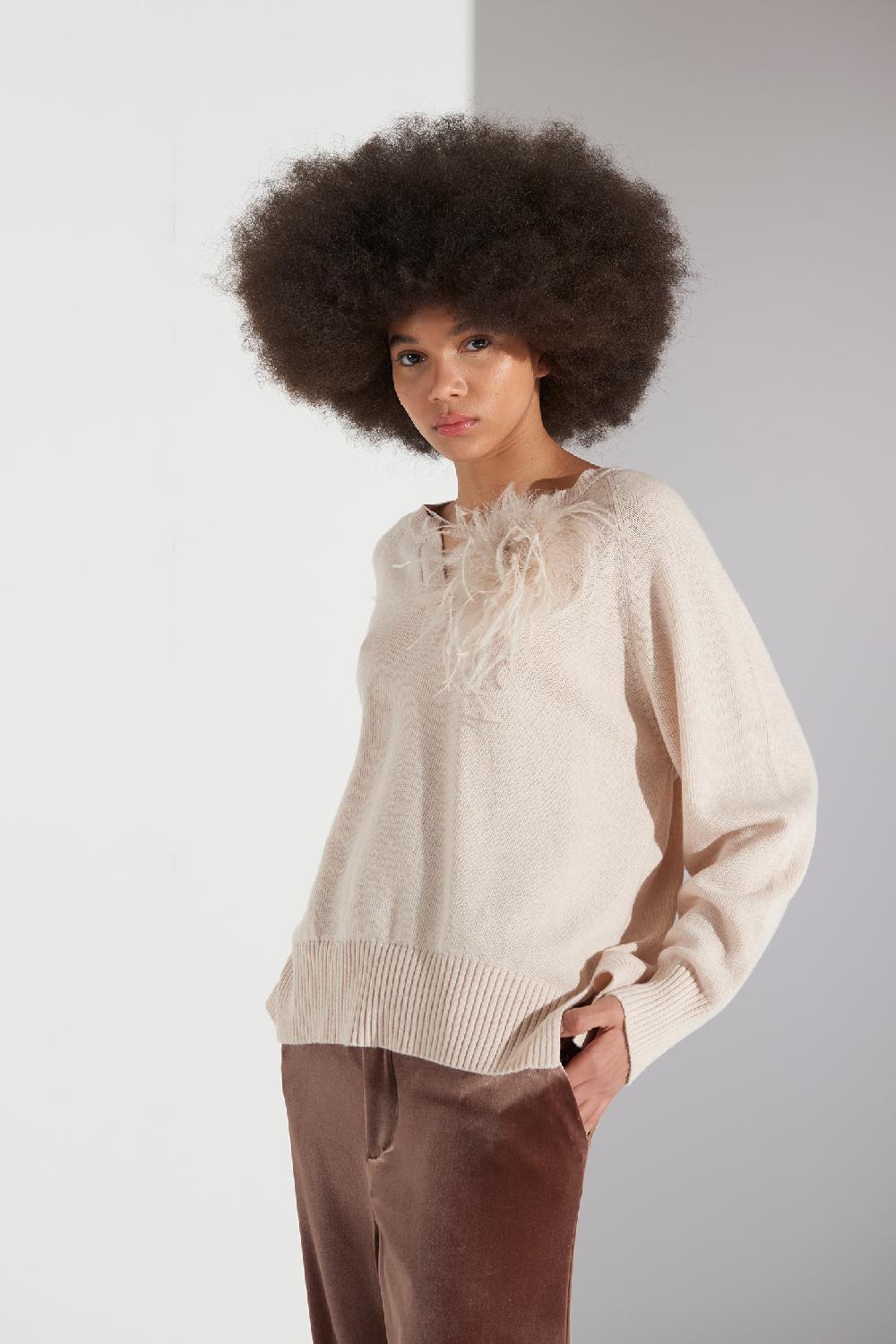 Soallure MAGLIA BOXY COLLO A V IN MISTO CASHMERE Saldi Di Fabbrica