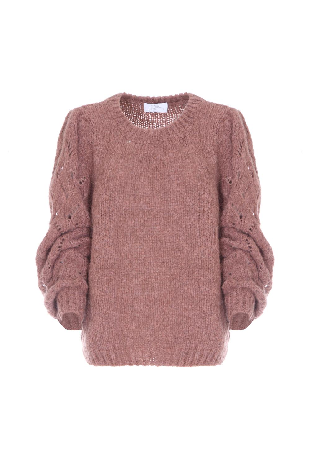 Soallure MAGLIA MANICHE TRAFORATE IN ALPACA In Saldo