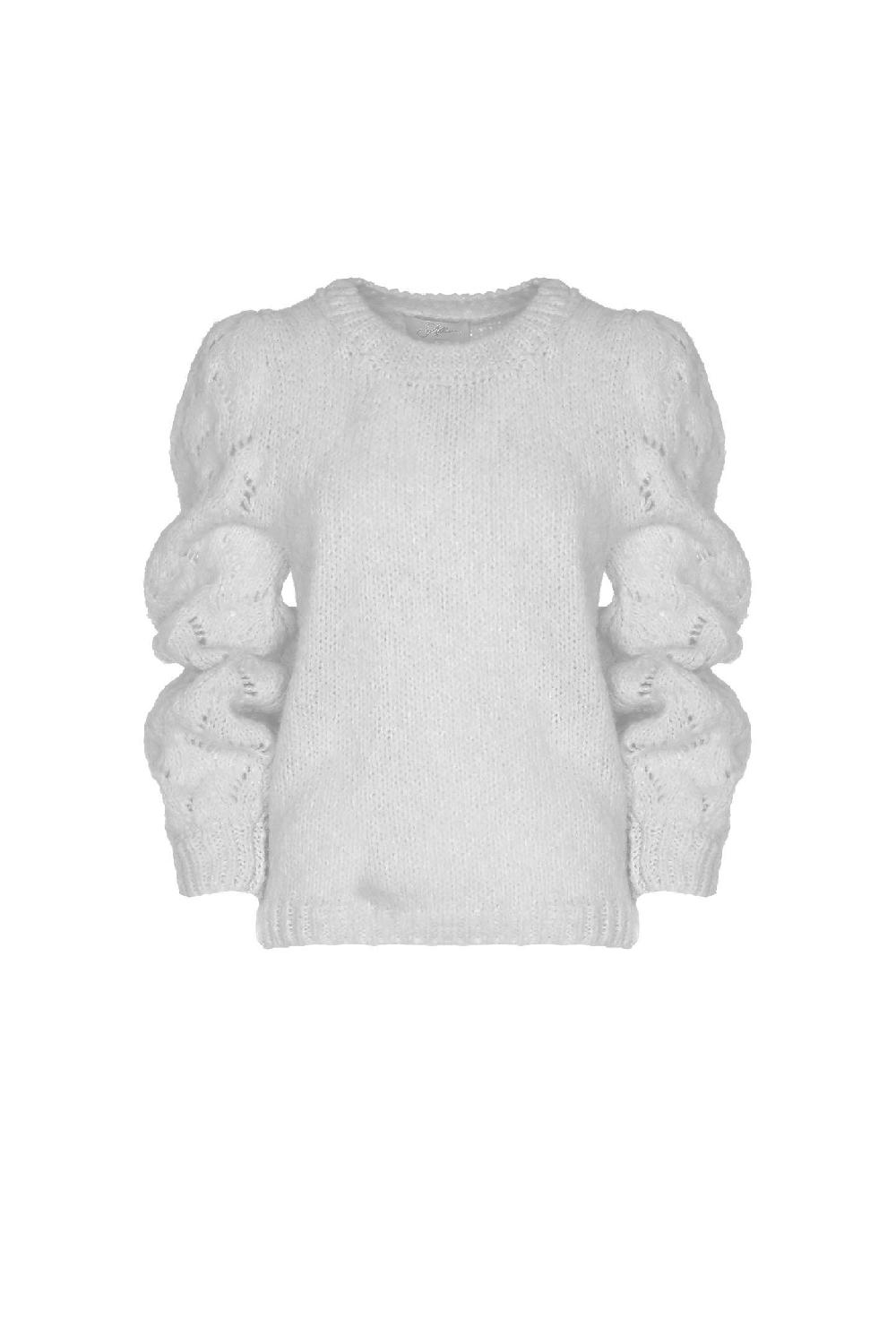 Soallure MAGLIA MANICHE TRAFORATE IN ALPACA In Saldo