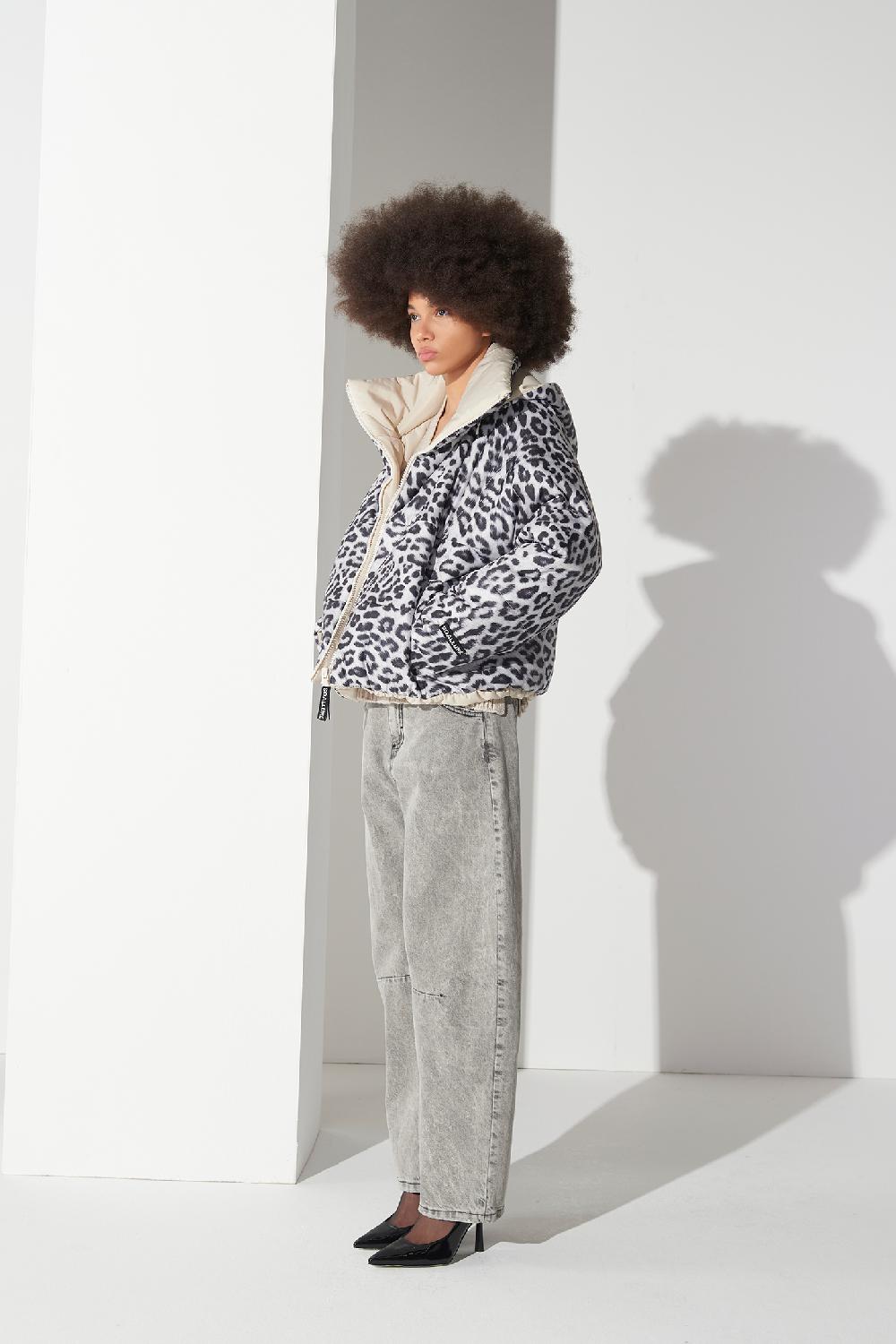 Soallure PIUMINO CON CAPPUCCIO FANTASIA LEOPARDATA Spedizione Gratuita