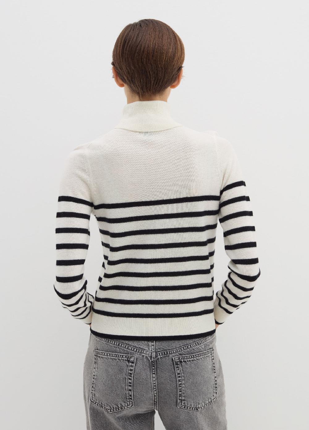 Stefanel Pullover a righe in lana cardata con collo alto Nuova