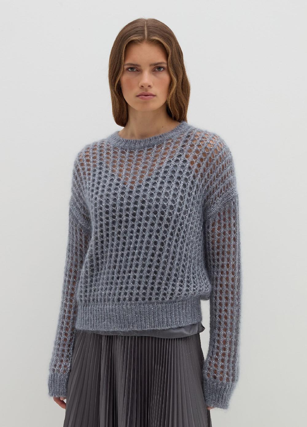 Stefanel Pullover traforato in mohair con micro paillettes In Linea