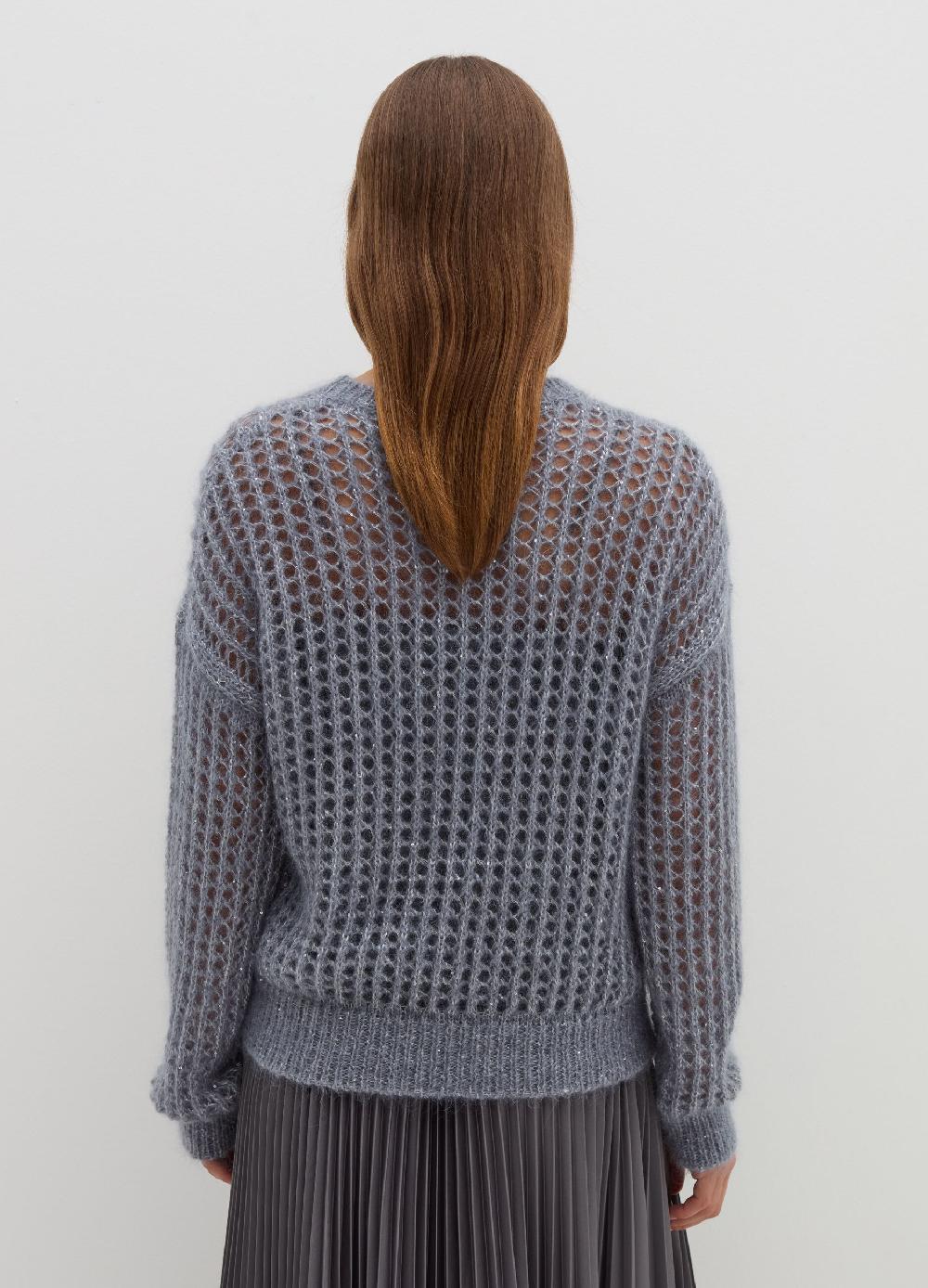 Stefanel Pullover traforato in mohair con micro paillettes In Linea