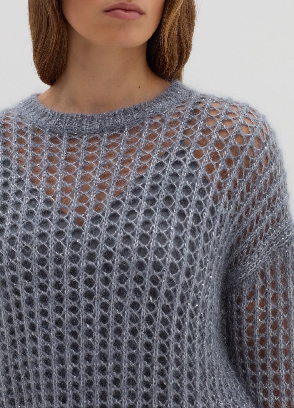 Stefanel Pullover traforato in mohair con micro paillettes In Linea