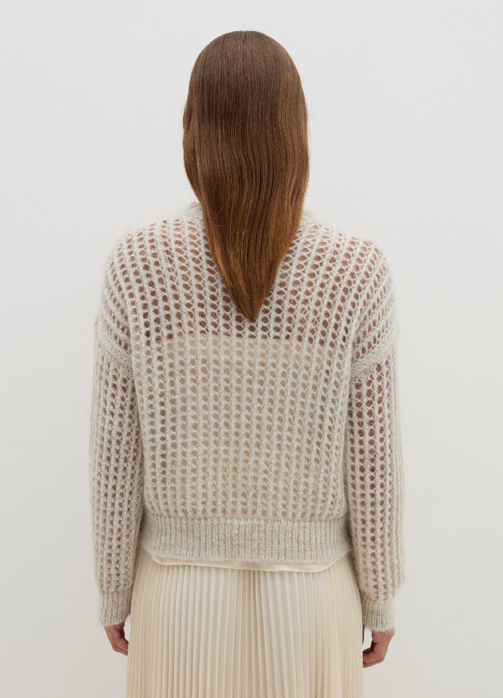 Stefanel Pullover traforato in mohair con micro paillettes Nuovo