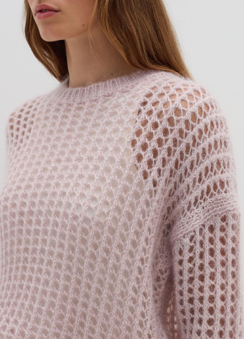 Stefanel Pullover traforato in mohair con micro paillettes Qualità