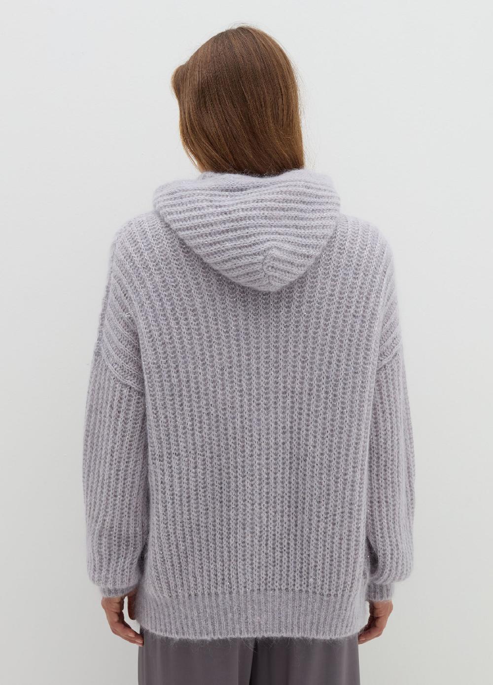 Stefanel Coatigan oversize con cappuccio e micro paillettes Vendita