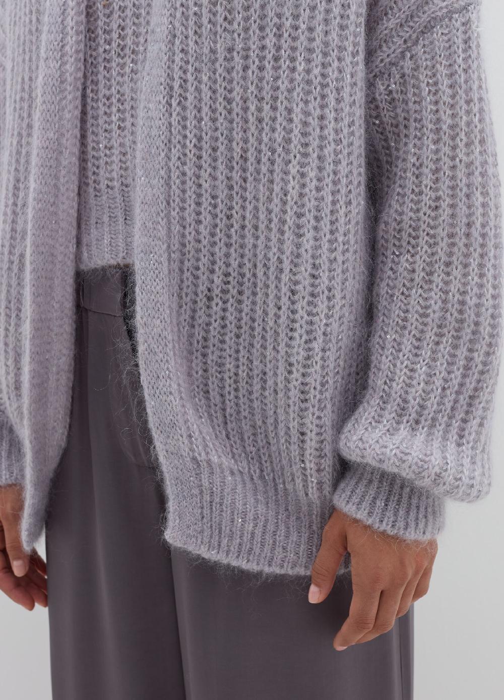 Stefanel Coatigan oversize con cappuccio e micro paillettes Vendita