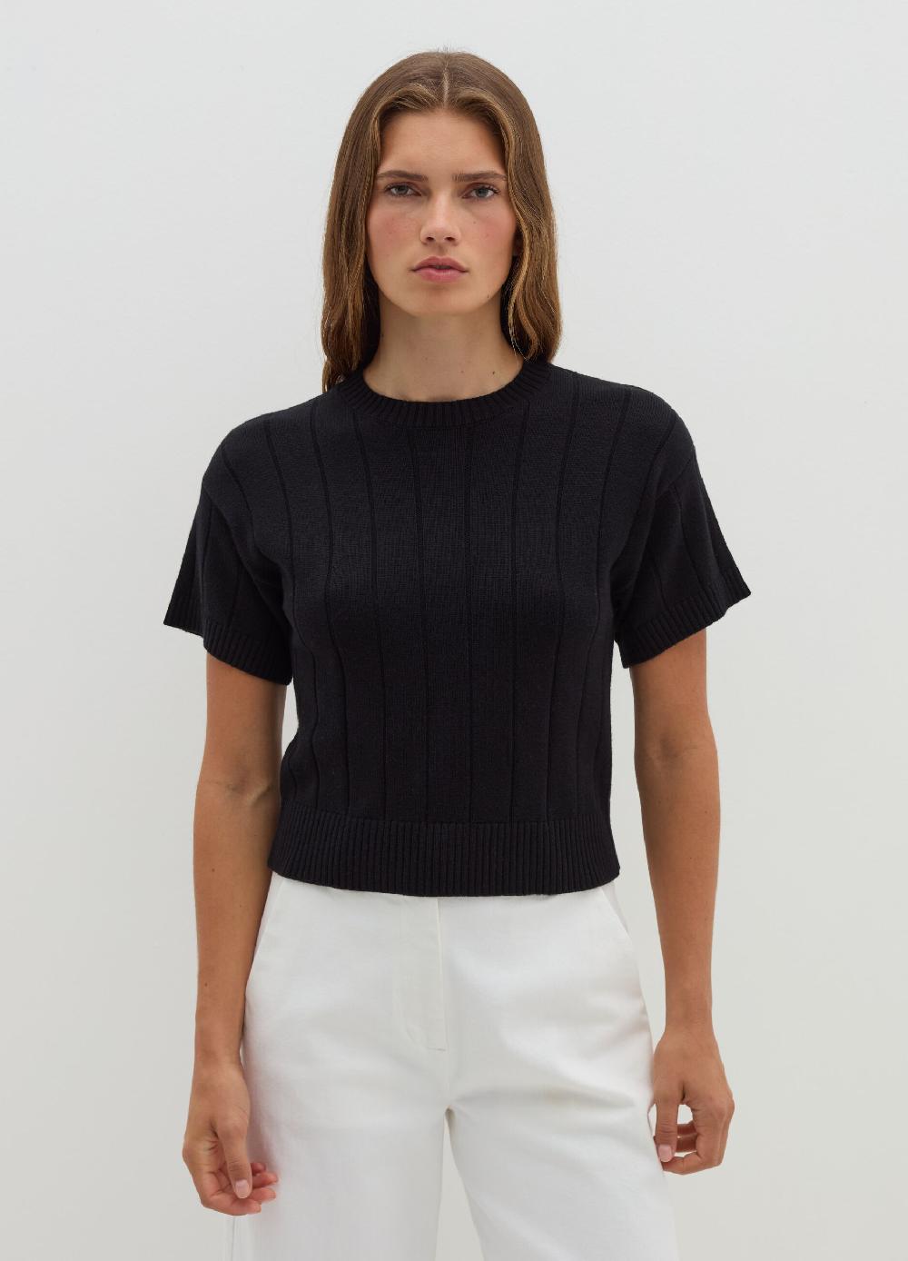 Stefanel Maglia a maniche corte in lana cotone e cashmere Shopping Online