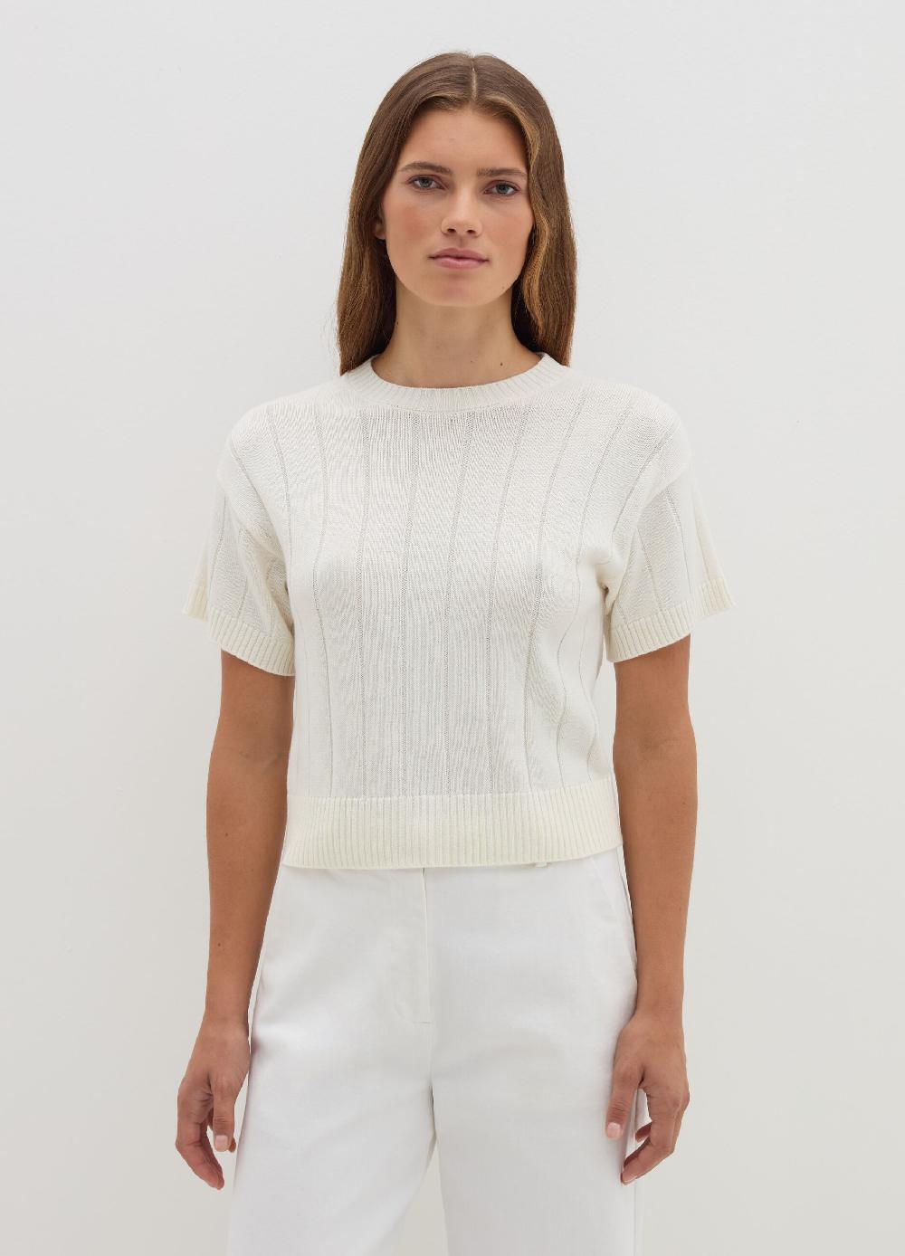 Stefanel Maglia a maniche corte in lana cotone e cashmere Affare Del Giorno