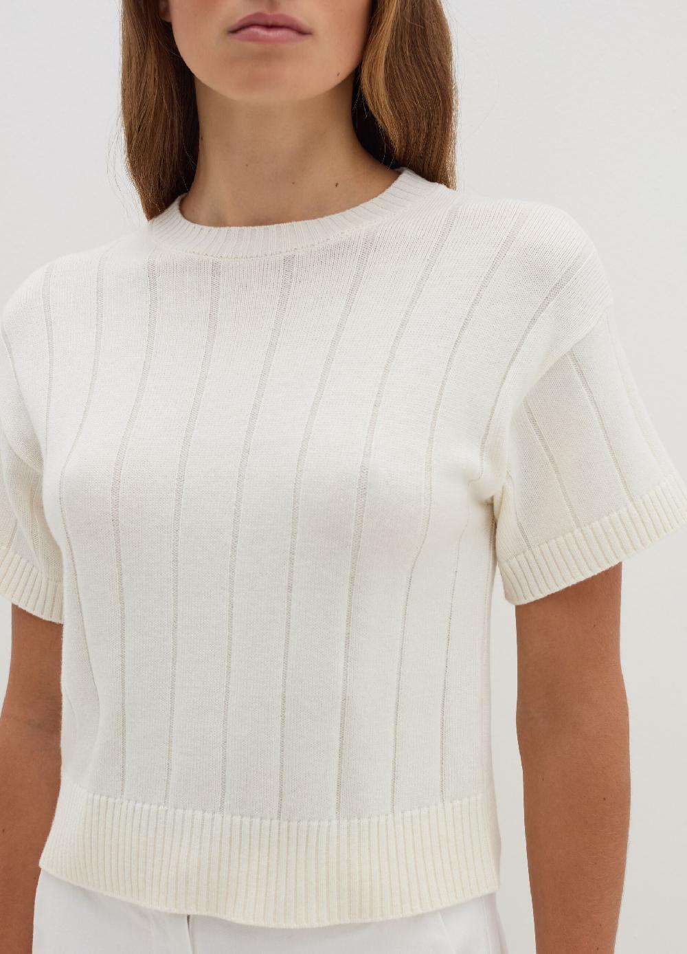 Stefanel Maglia a maniche corte in lana cotone e cashmere Affare Del Giorno
