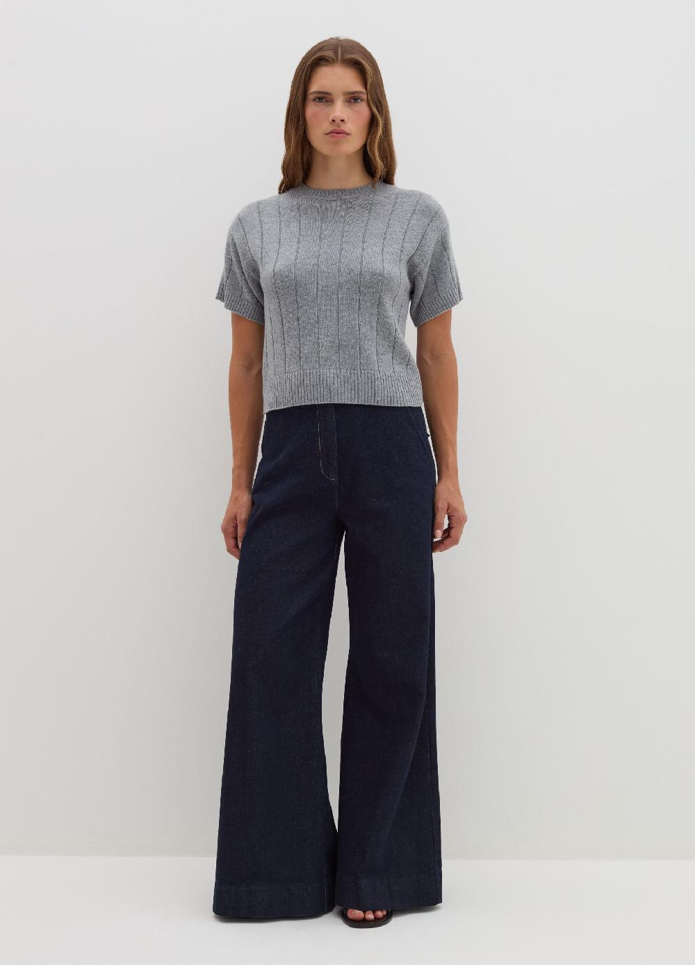 Stefanel Maglia a maniche corte in lana cotone e cashmere