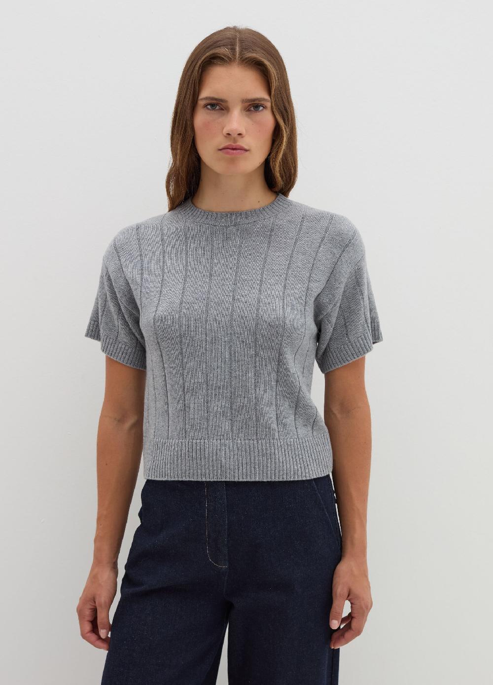 Stefanel Maglia a maniche corte in lana cotone e cashmere Prezzo Ridotto