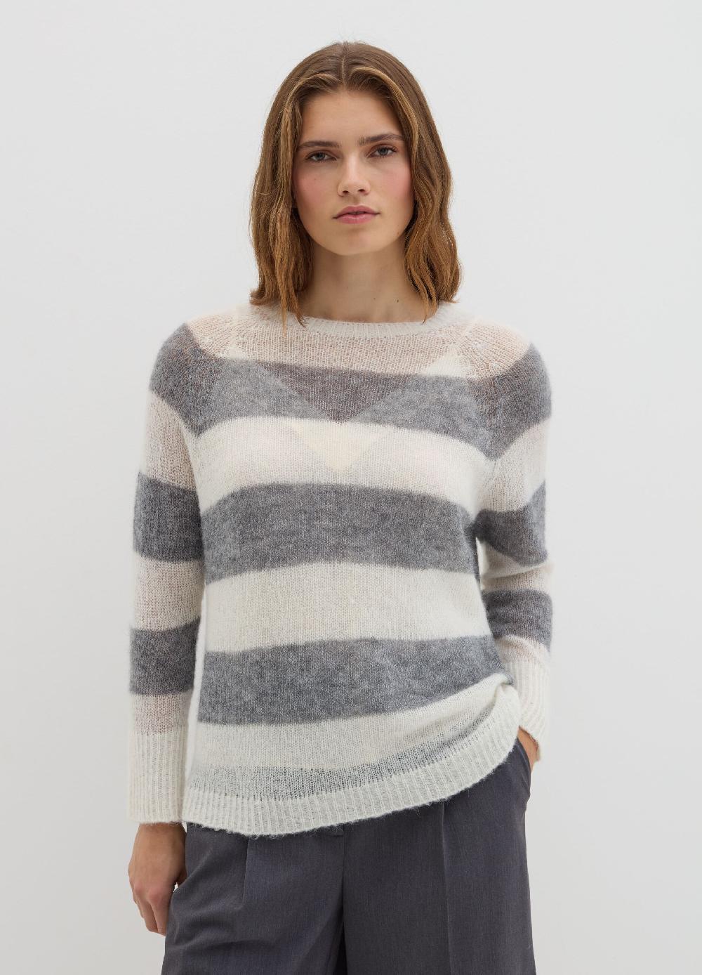 Stefanel Maglia in alpaca leggero a righe Sottocosto