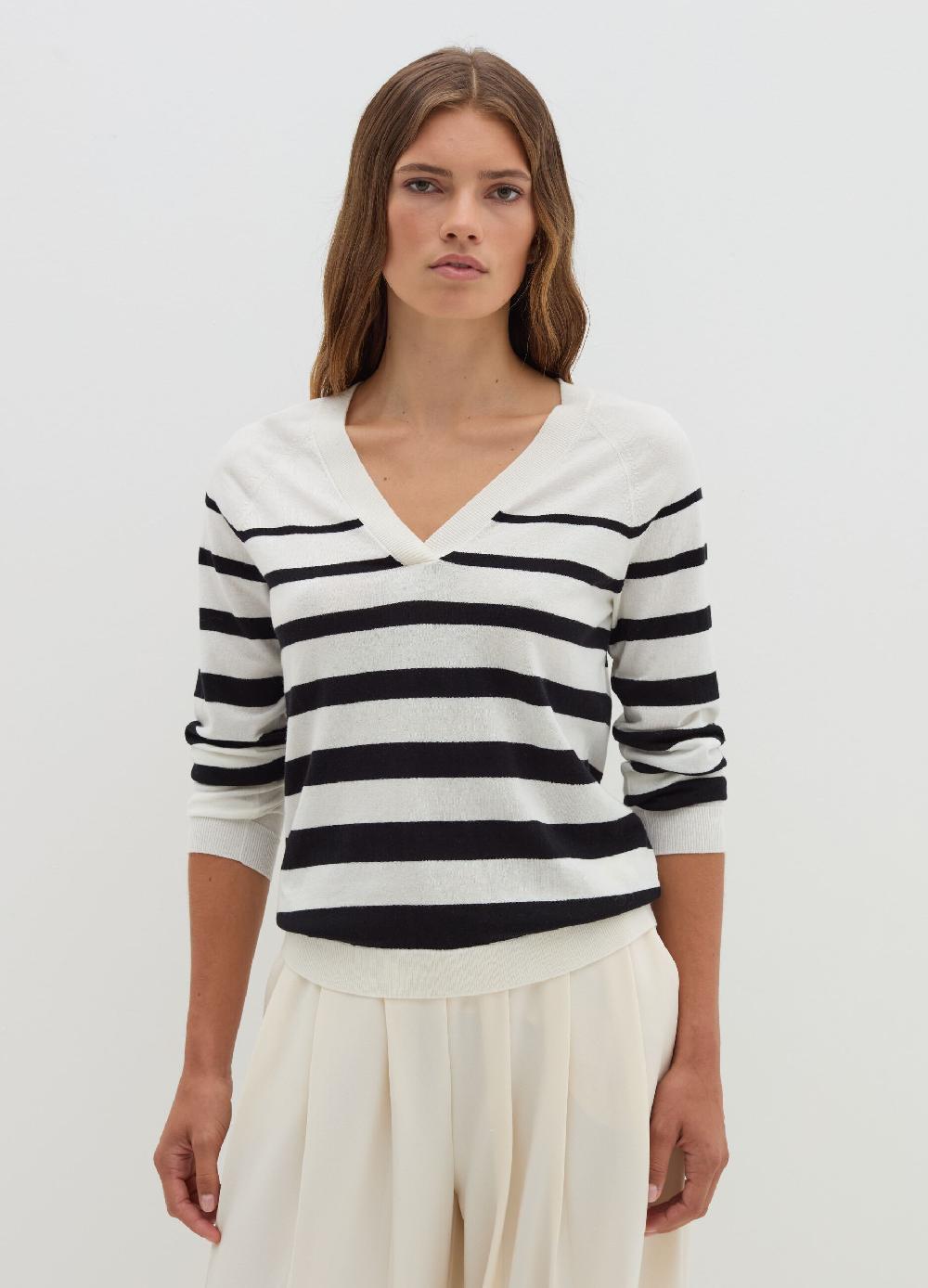 Stefanel Pullover a righe con scollo a V Outlet