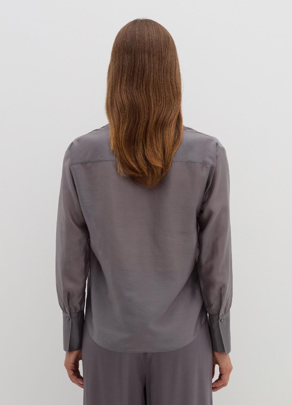 Stefanel Blusa in Tencel muslin con fiocco Saldi Di Fabbrica