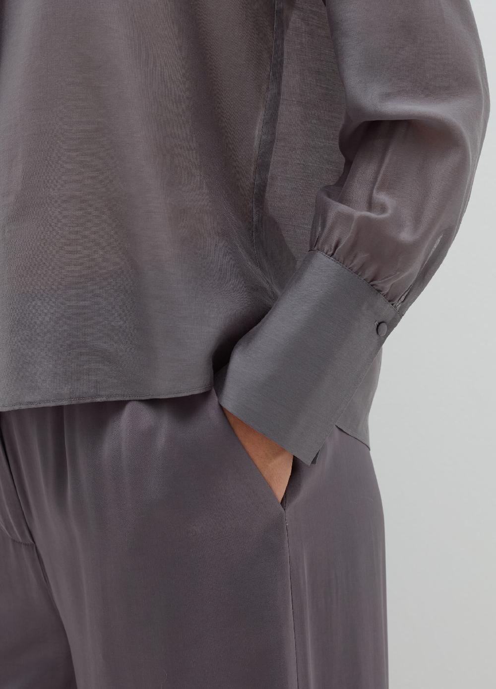 Stefanel Blusa in Tencel muslin con fiocco Saldi Di Fabbrica