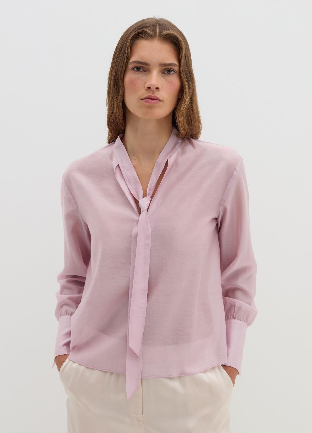 Stefanel Blusa in Tencel muslin con fiocco Vendite Flash