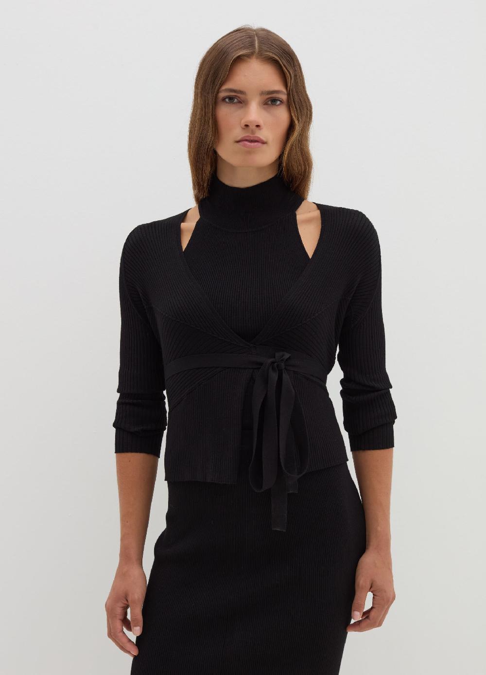 Stefanel Cardigan in crêpe a costine Italy