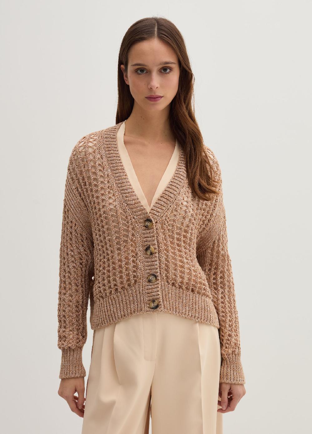 Stefanel Cardigan over trama forata effetto mouline 2025