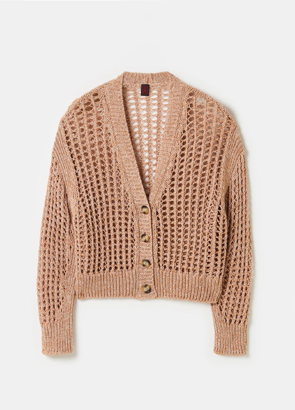 Stefanel Cardigan over trama forata effetto mouline 2025
