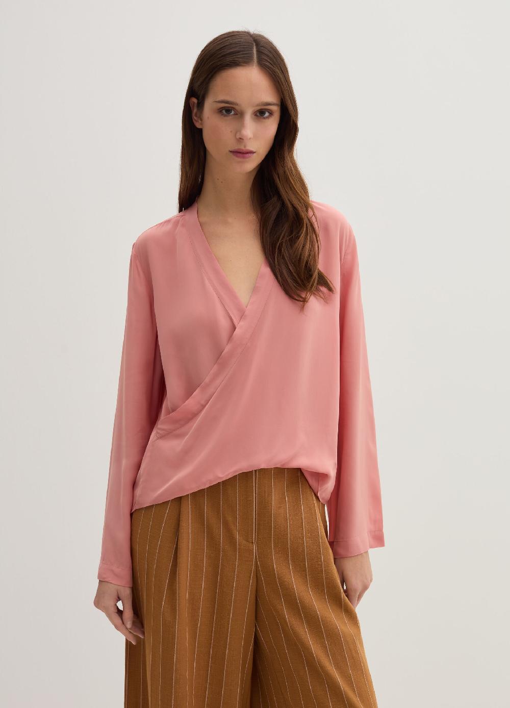 Stefanel Blusa in crêpe de chine scollo con incrocio In Linea