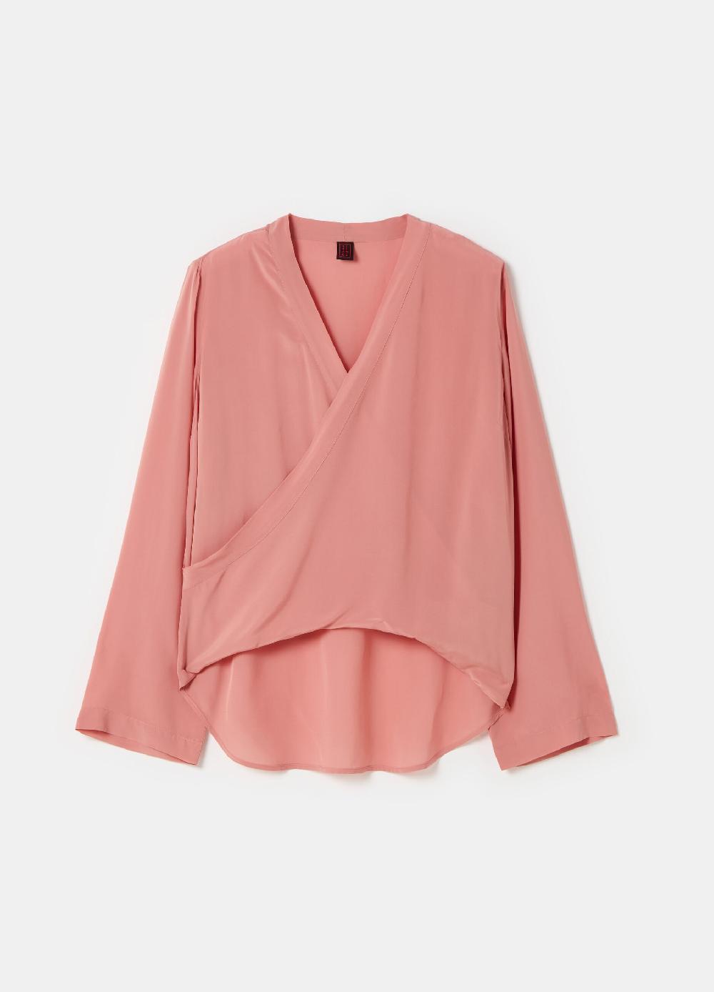 Stefanel Blusa in crêpe de chine scollo con incrocio In Linea