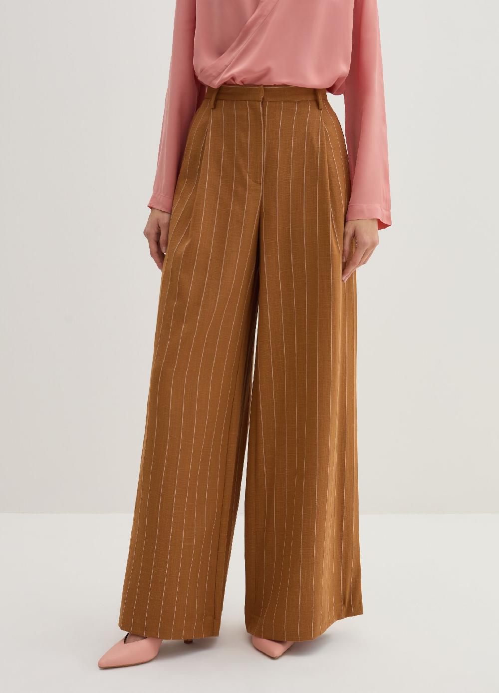 Stefanel Pantalone wide leg gessato Qualità