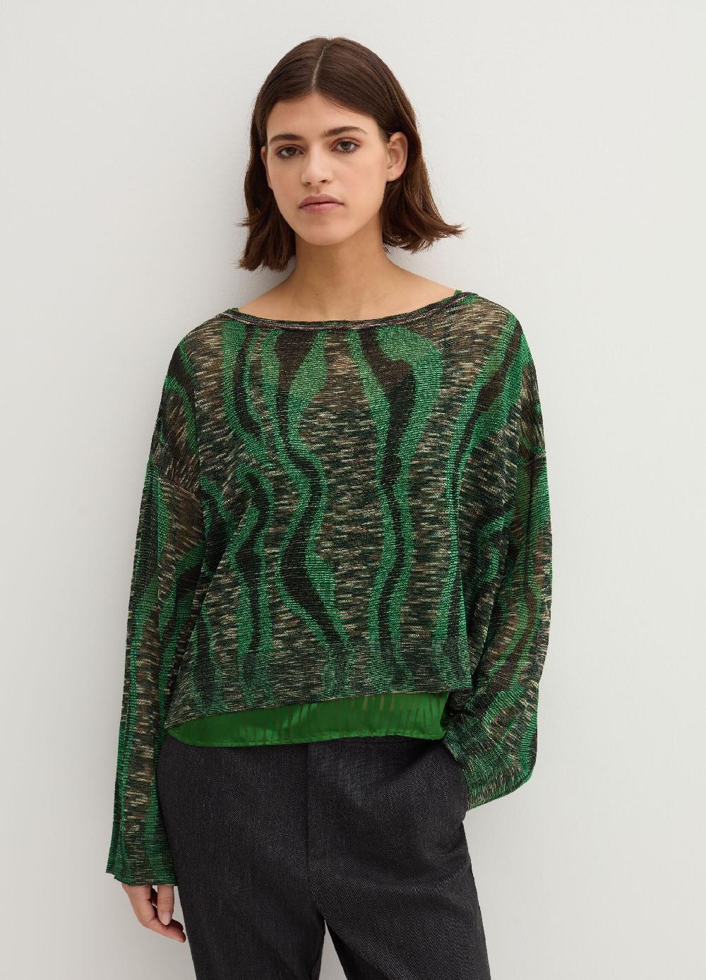 Stefanel Maglia con intarsio a maniche lunghe