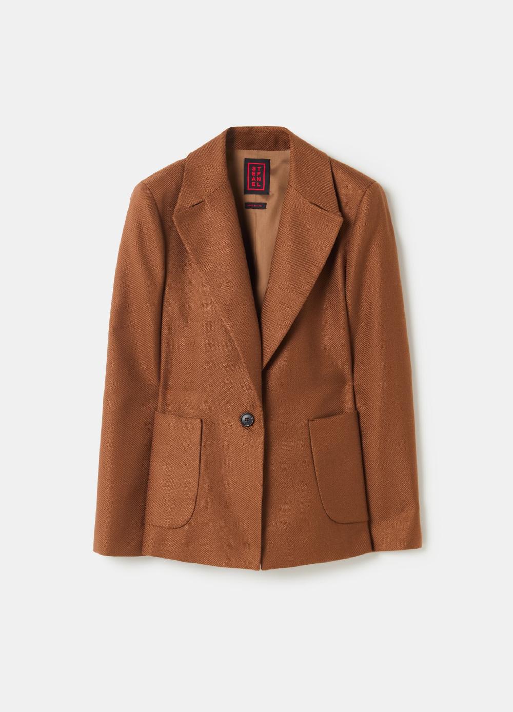 Stefanel Blazer monopetto in shiny twill con tasche Fino Al -60%