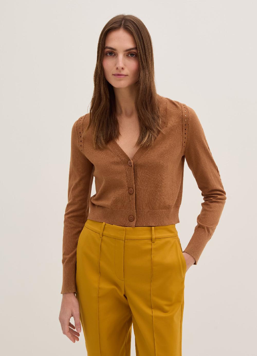 Stefanel Cardigan con dettagli traforati scollo a V