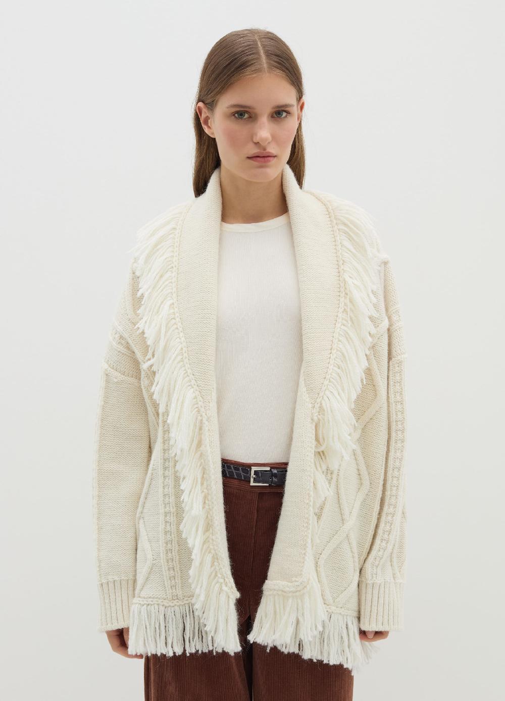 Stefanel Cardigan a rombi con frange In Vendita