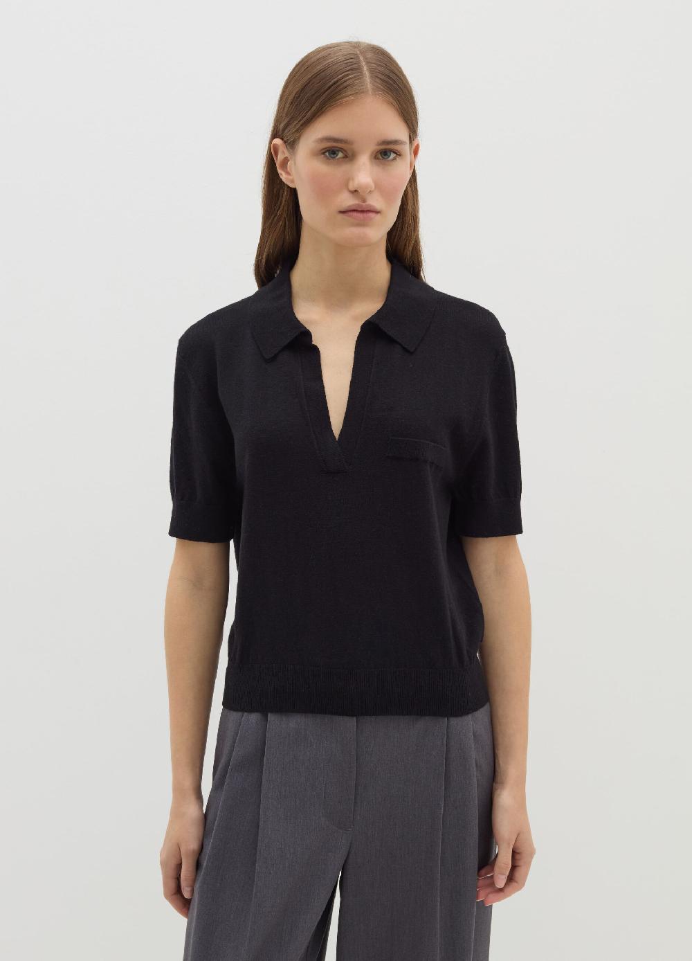 Stefanel Maglia in lana e seta con scollo a polo Hotsell