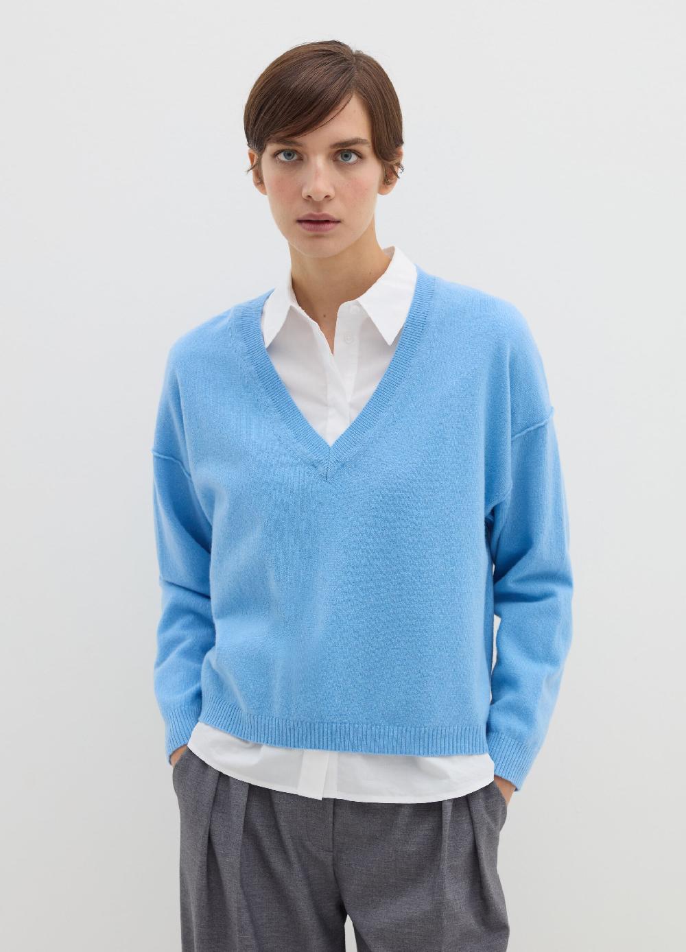 Stefanel Pullover in lana viscosa e cashmere con scollo a V Fino Al -60%