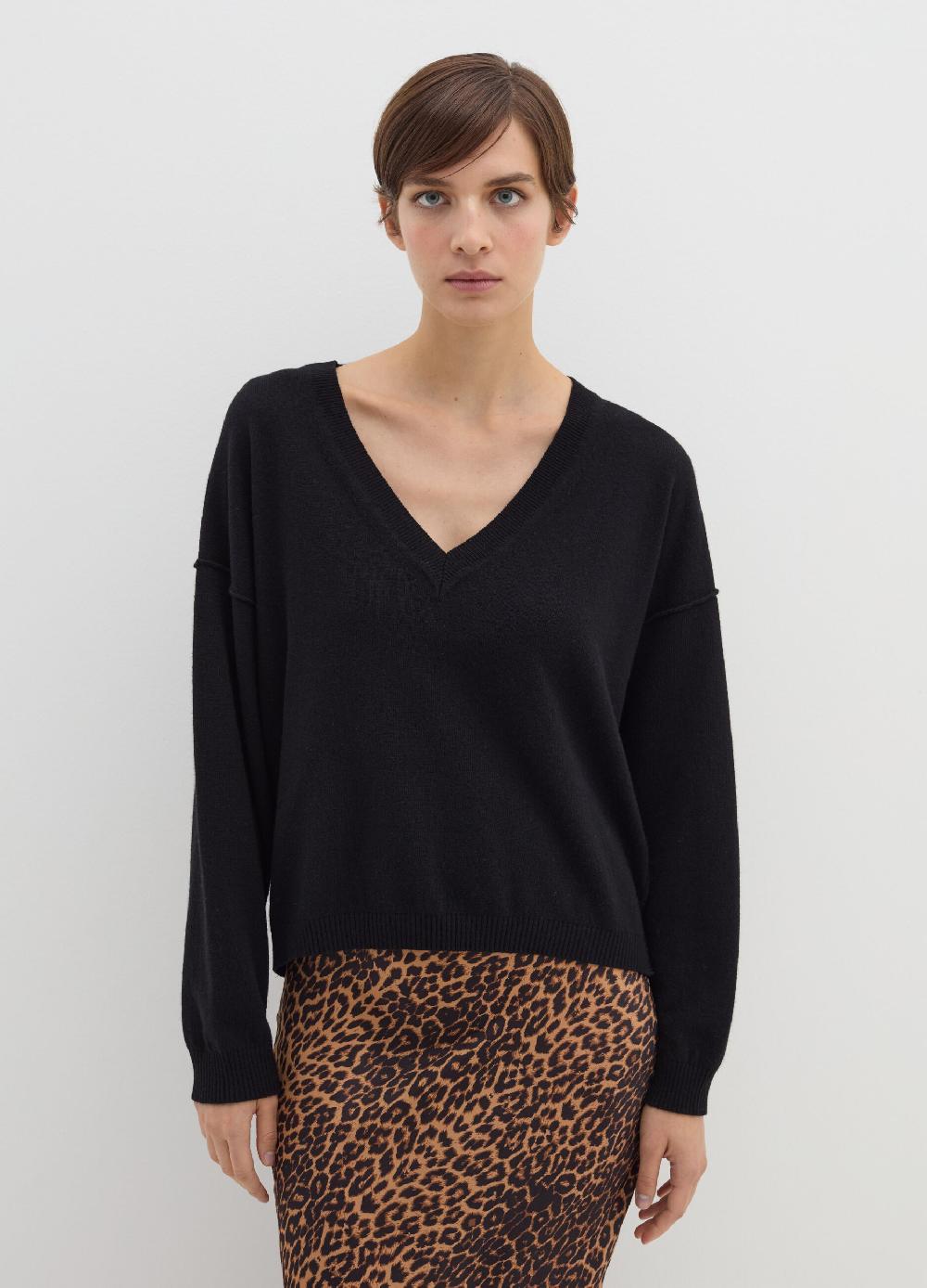 Stefanel Pullover in lana viscosa e cashmere con scollo a V Affare Del Giorno