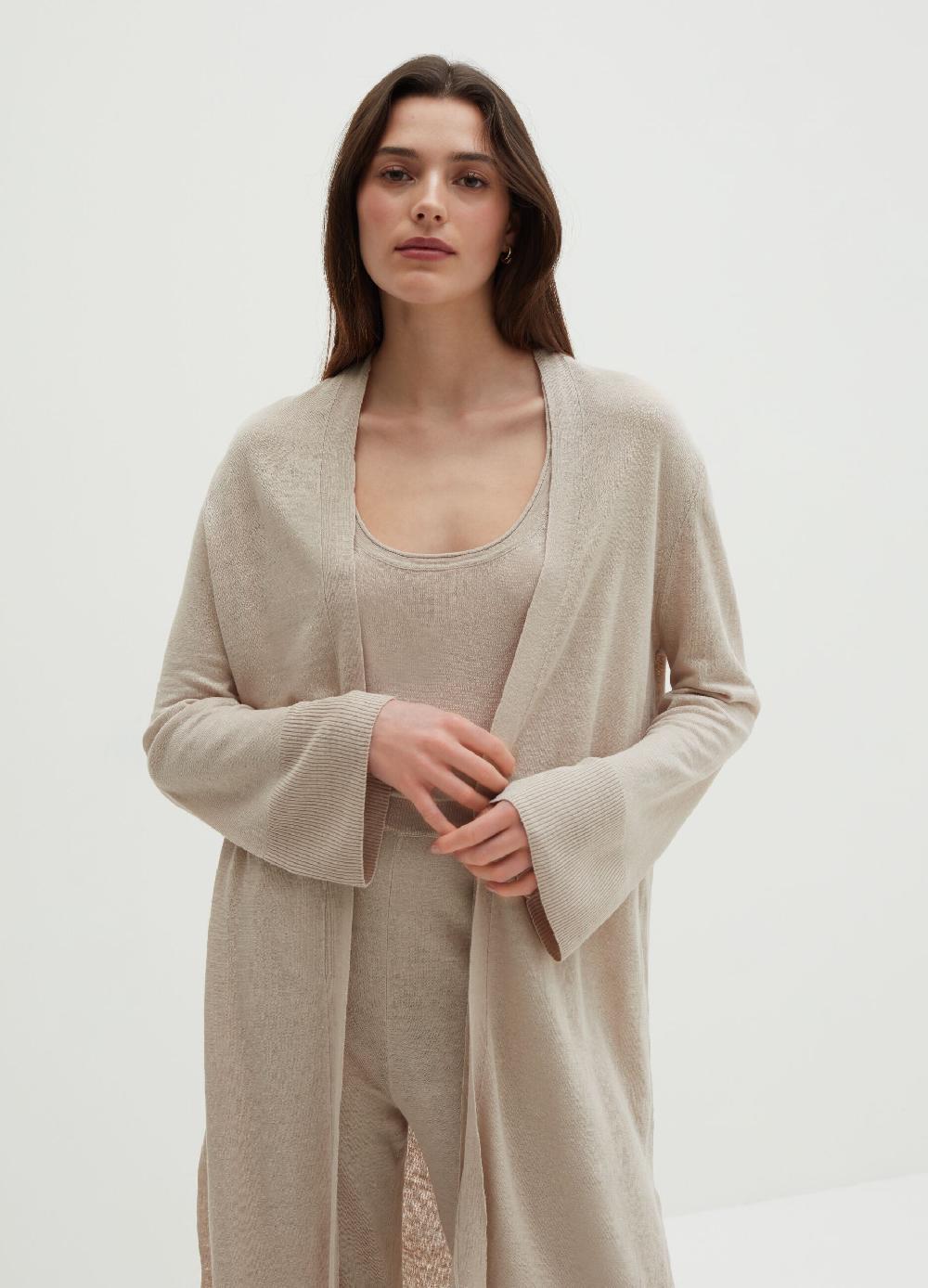 Stefanel Cardigan lungo in lino Vendita Economica