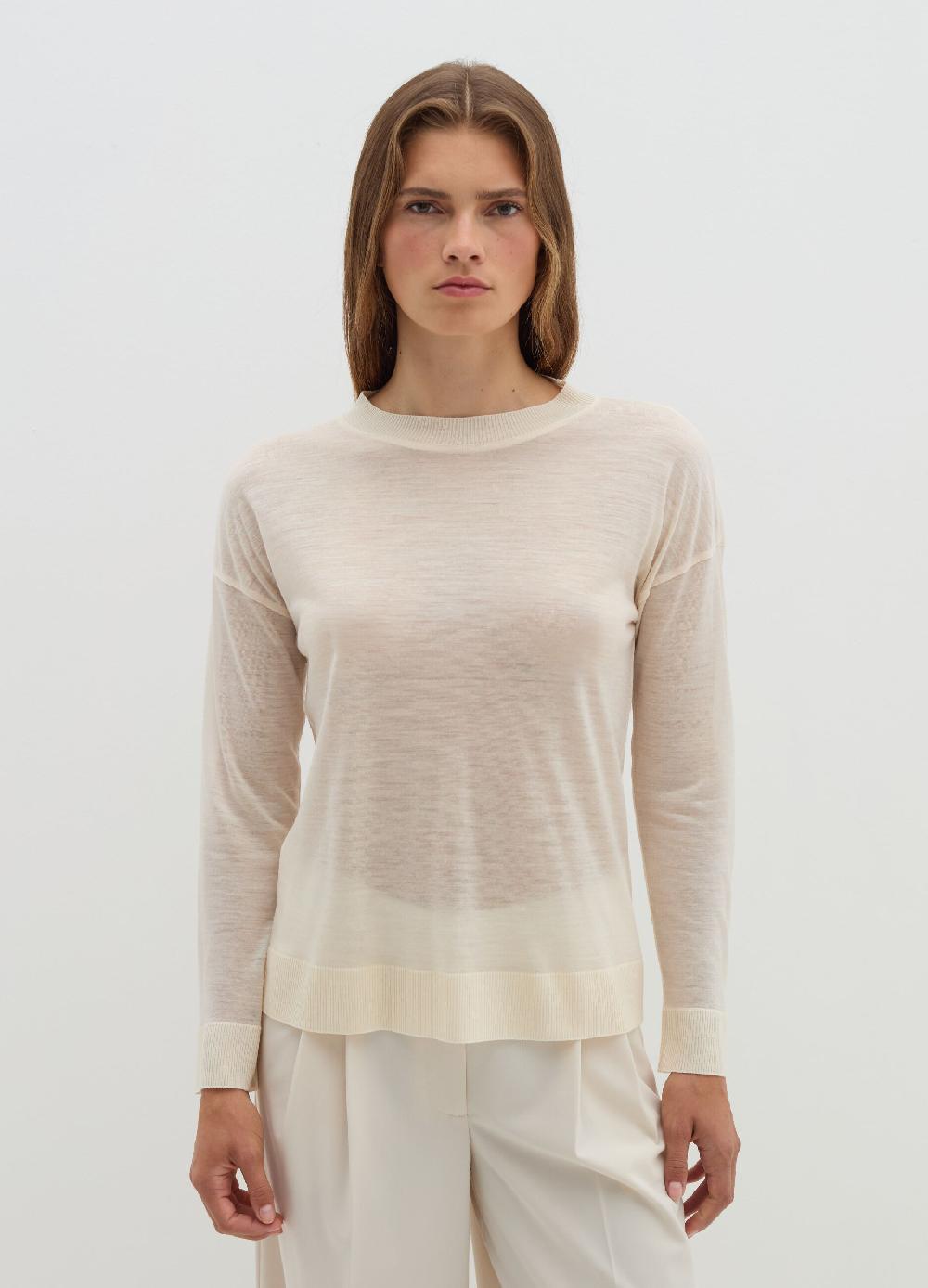 Stefanel Maglia a maniche lunghe in lana e Lyocell Saldi Di Fabbrica