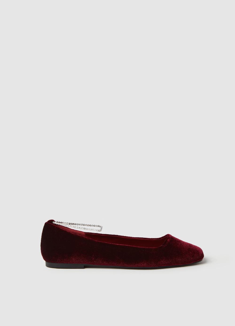 Stefanel Ballerina in velluto con cinturino in strass 2025