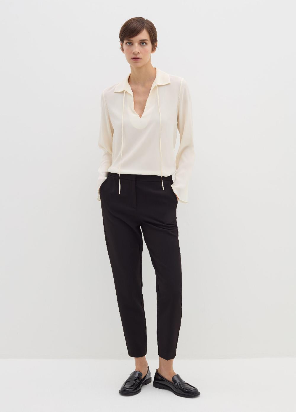Stefanel Blusa in crêpe de chine con scollo a polo