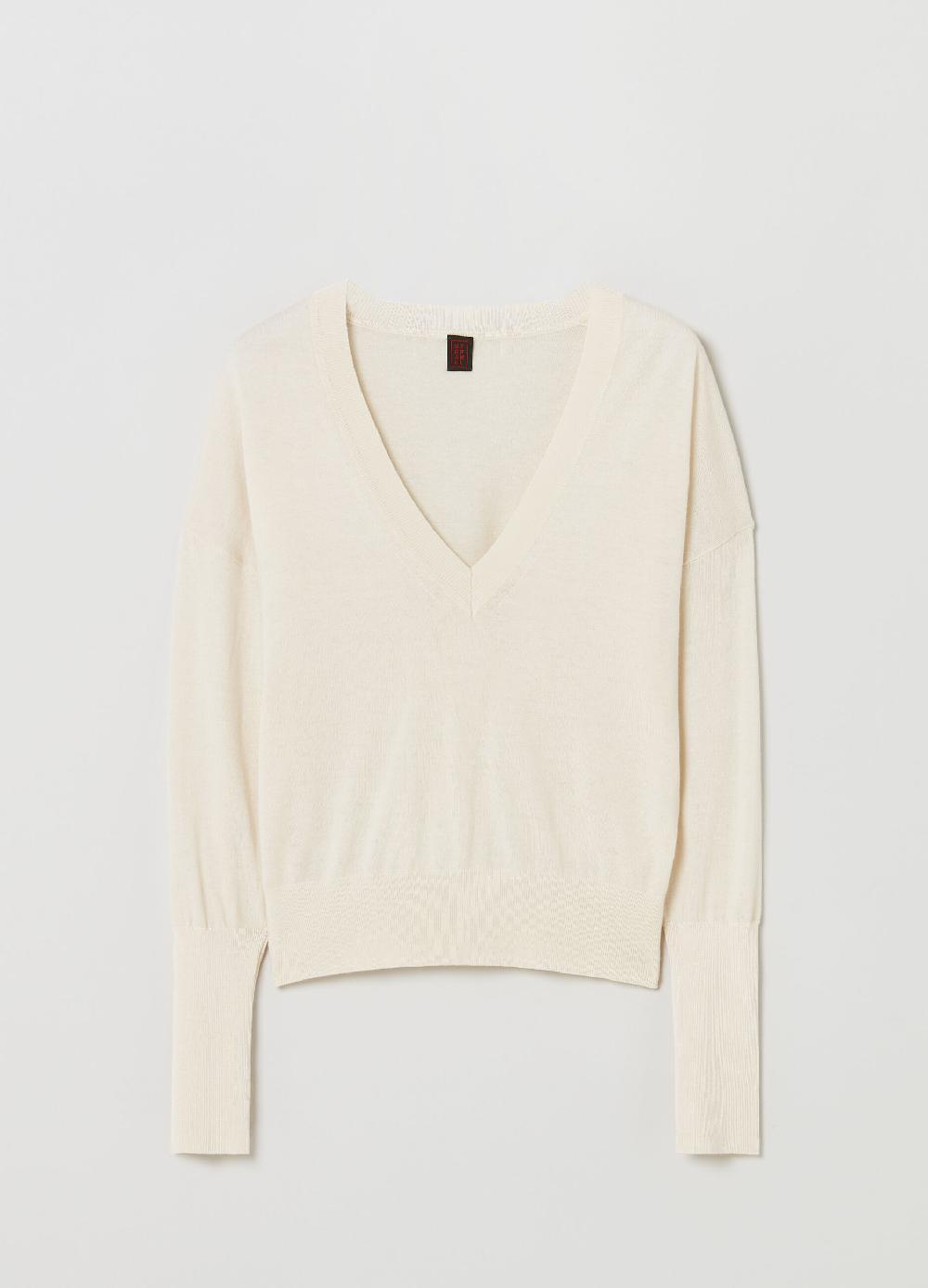 Stefanel Pullover in lana e seta con scollo a V Pezzi Unici