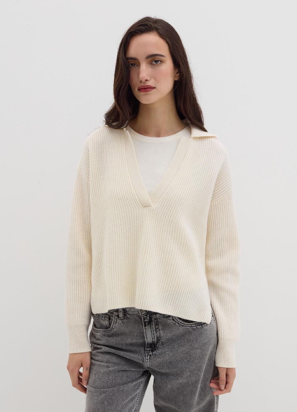 Stefanel Maglia in lana cardata con scollo a polo Offerte giornaliere