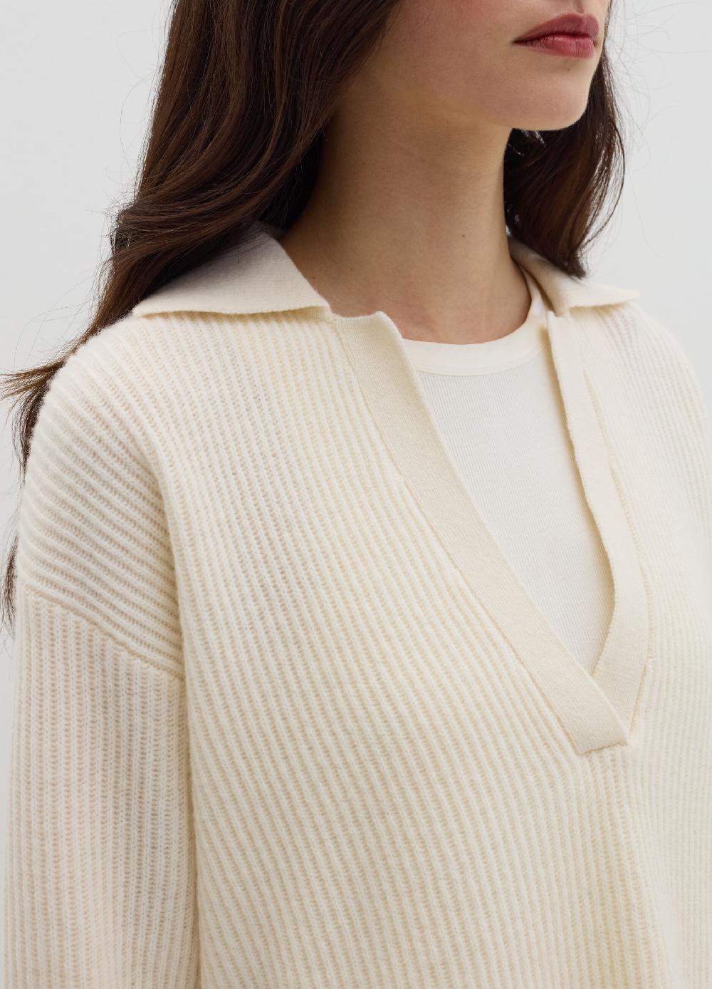 Stefanel Maglia in lana cardata con scollo a polo Offerte giornaliere